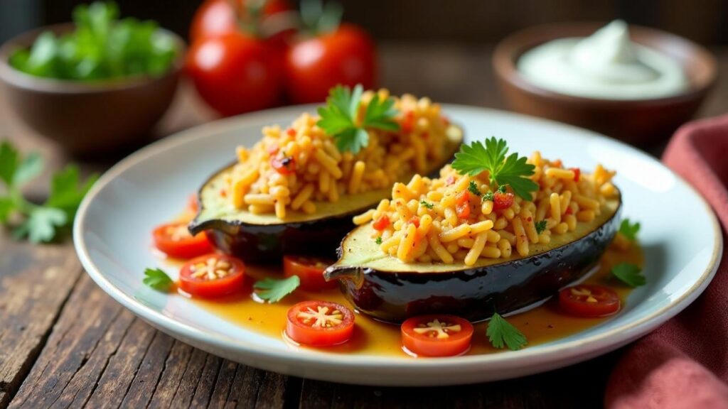 Bademjan Dolmasi: Gefüllte Auberginen mit Reis [CreaTable] – Rezept für ...