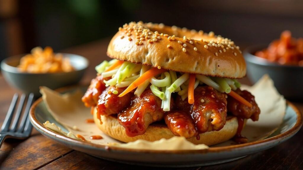 Bagel mit BBQ-Hähnchen und Coleslaw [CreaTable] – Rezept für Anfänger ...