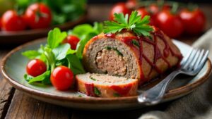 Bayerischer Hackbraten im Schweinenetz