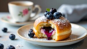 Berliner Pfannkuchen mit Heidelbeer-Vanillecreme