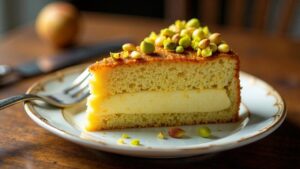 Bienenstich mit Pistaziencreme