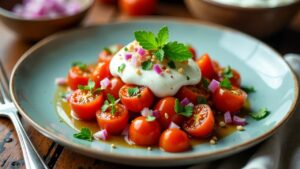 Blistered Tomato Chaat – Geplatzte Tomaten mit Gewürzen und Joghurt