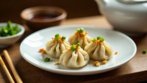 Chiu Chow Fun Gor (Gedämpfte Teigtaschen mit Schweinefleisch und Erdnüssen)