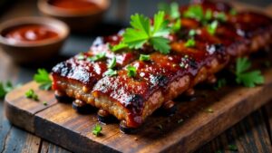 Gebratene Gusseisen-Schweinerippchen