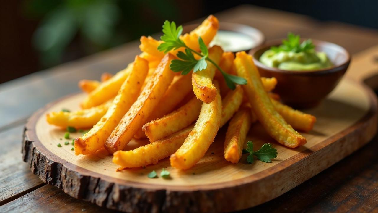 Gebratene Taro-Pommes mit Meersalz