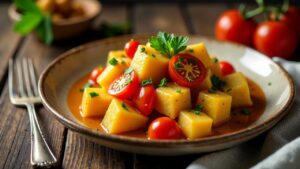 Gebratener Yam mit Tomaten