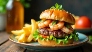 Hamburger mit Nordsee Krabben-Cocktail