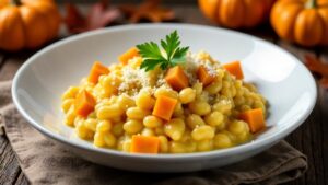 Kürbisrisotto mit übrigem Kürbisfleisch