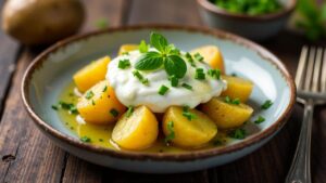 Kräuterquark mit Kartoffeln und Leinöl