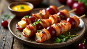Leberkäse-Pflaumen-Spieße