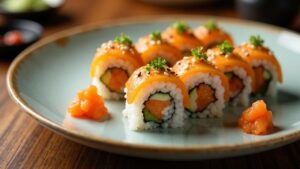 Mentaiko Sushi (Marinierter Rogen-Sushi)