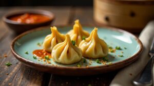 Momos mit Gouda und Lauch