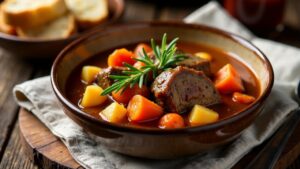 Pecora in Cappotto - Eintopf mit Schafsfleisch und Kartoffeln