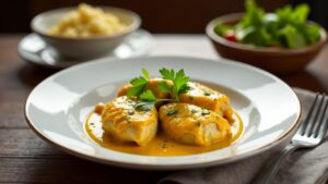 Poulet Fakoye – Huhn mit Senfsoße