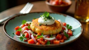 Raj Kachori – Große, gefüllte Kachori mit Joghurt und frischen Gemüse
