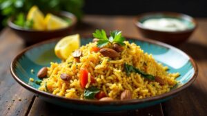 **Saffron Almond Biryani**