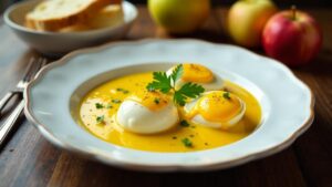 Senfeier in Apfel-Senfsauce