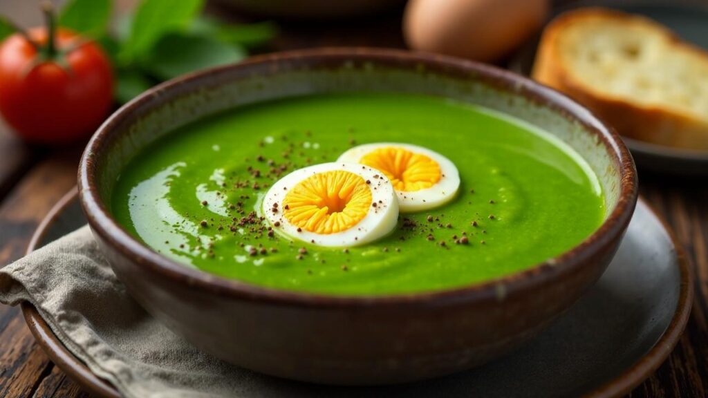 Spenatsoppa med ägghalvor (Spinatsuppe mit Eihälften) [CreaTable ...