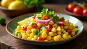 Sweet Corn Chaat – Süßmaissalat mit frischem Koriander und Gewürzen