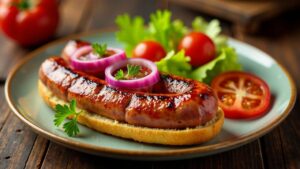 Thüringer Rostbratwurst auf Maisbrot