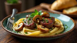 Wildschwein-Geschnetzeltes mit Champignons
