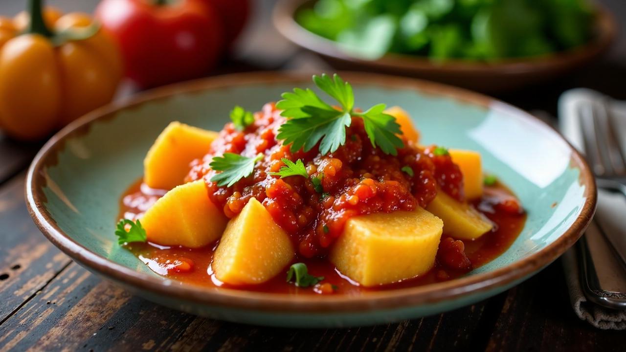 Yuca en Salsa Roja – Yucca in roter Sauce